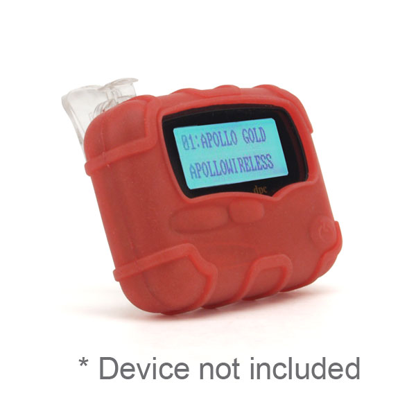 gloveOne Apollo Gold 929 Pager, HealthCare Grade Ruggedized Silicone Case w/Universal Belt Clip Set, RED