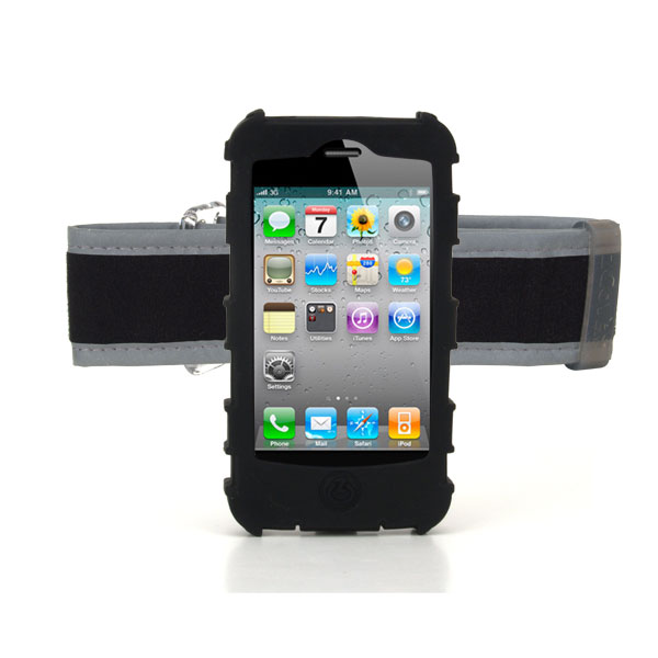 gloveOne iPhone 4G Silicone Case fits iPhone 4 Outdoor Pack w/ Universal Armband and Belt Clip, BLACK