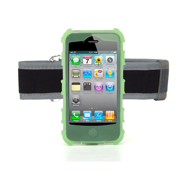 gloveOne iPhone 4G Silicone Case fits iPhone 4 Outdoor Pack w/ Universal Armband and Belt Clip, GREEN