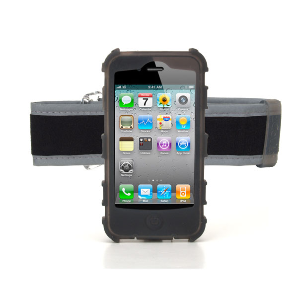 gloveOne iPhone 4G Silicone Case fits iPhone 4 Outdoor Pack w/ Universal Armband and Belt Clip, GREY