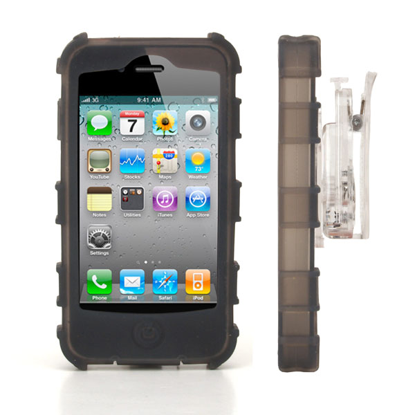 gloveOne iPhone 4G Silicone Case fits iPhone 4; Universal Belt Clip, GREY