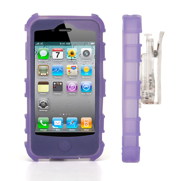 gloveOne iPhone 4G Silicone Case fits iPhone 4; Universal Belt Clip, PURPLE