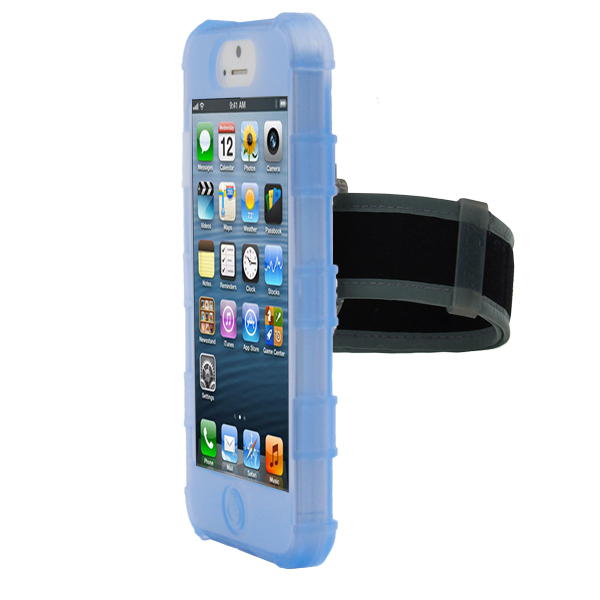 iPhone 5 Rugg Silicone Case, Dockable, w/BELT CLIP & ARMBAND, BLUE