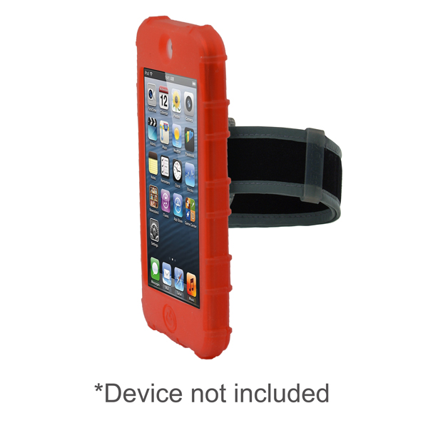 GloveOne iTouch 5 MacWorld Award Winner Design Rugg Silicone Case for Apple iPod touch 5, Dockable, HealthCare Grade Silicone w/Rotatable BELT CLIP & ARMBAND, RED