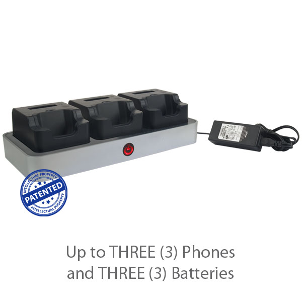 zDock Unified Multi-Charger in 3-Bay Rack Set to Charge 3 Phones & 3 Spare Batteries for ASCOM d41 Series IP Phone, w/Dock-in-Case Solution