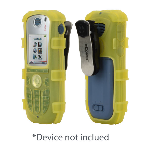 zCover Dock-in-Case Ruggedized HealthCare Grade Silicone Case w/Universal Metal Belt Clip fits Ascom d62/i62 DECT Handset, YELLOW [Replacement of AS62AHNY]