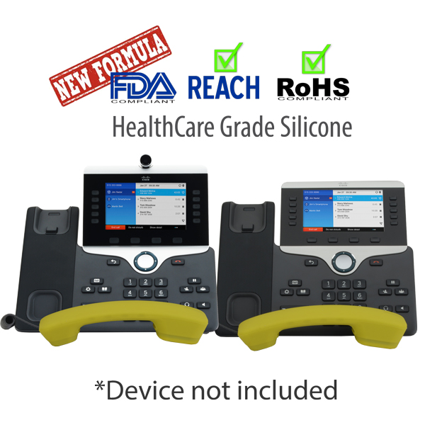 zCover gloveOne HealthCare Grade Silicone Handset Cover for Cisco 8811/ 8841 / 8851 / 8861/8845 / 8865 Desk Top IP Phone, Handset Cover ONLY, YELLOW