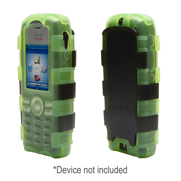 BackOpen Silicone Case w/Back Clam Shell fits Cisco 7925G/7925G-EX, Dock-in-Case, GREEN