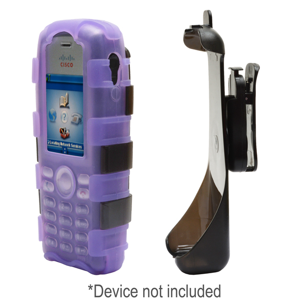 BackOpen Silicone Case w/Clamshell & Holster Clip fits Cisco 7925G/7925G-EX, Dock-in-Case, PURPLE