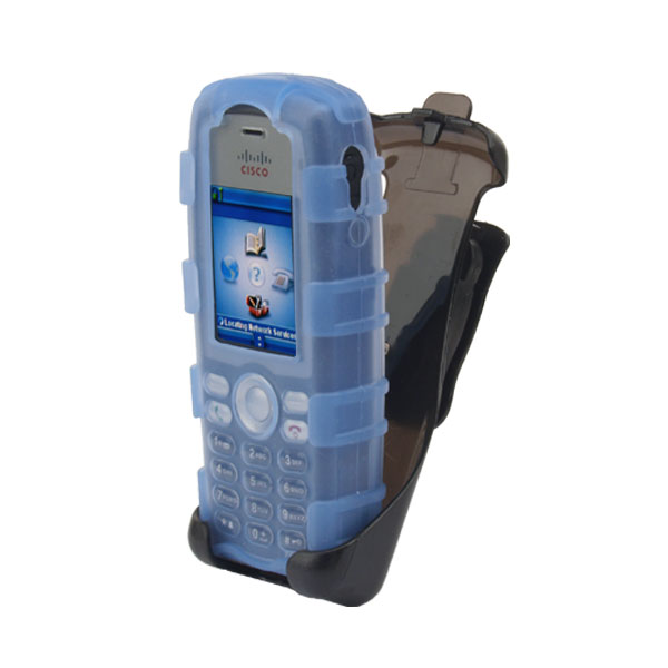 Back Open Silicone Case w/Universal Holster Clip fits Cisco 7925G/7925G-EX,Dock-in-Case, BLUE