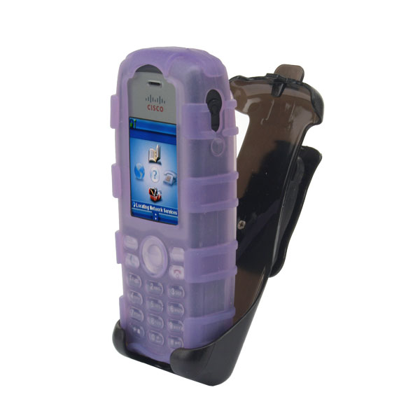 CI925R Back Open Silicone Case w/Universal Holster Clip fits Cisco 7925G/7925G-EX,Dock-in-Case, PURPLE