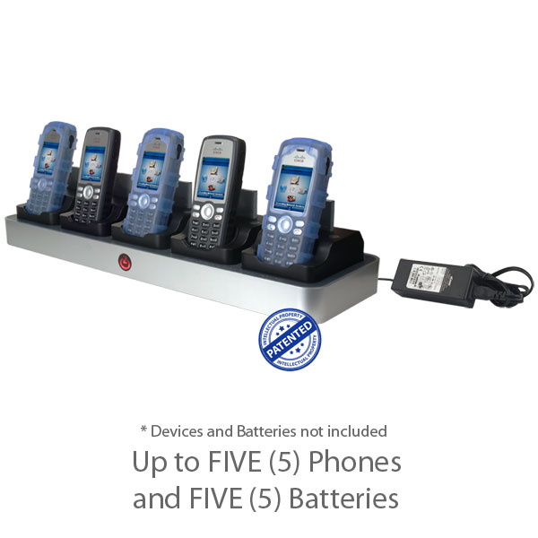 zDock Multi-Charger in 5-Bay Rack to Charge 5 Phones & 5 Batteries for Cisco 7926G/7925G/7925G-EX, with Dock-in-Case Solution