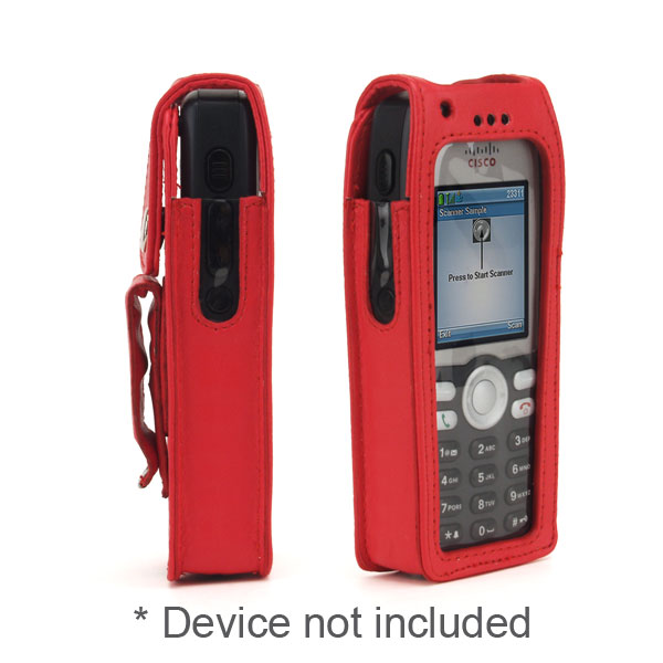 zCover Dock-in-Case Tech-Leather Case w/Built-in Metal Belt Clip fits Cisco 7926G Unified Wireless IP phone, RED